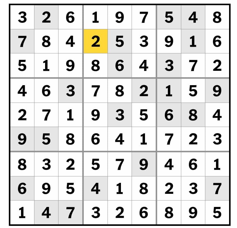 New York Times Sudoku Medium Solution - 29th January 2022