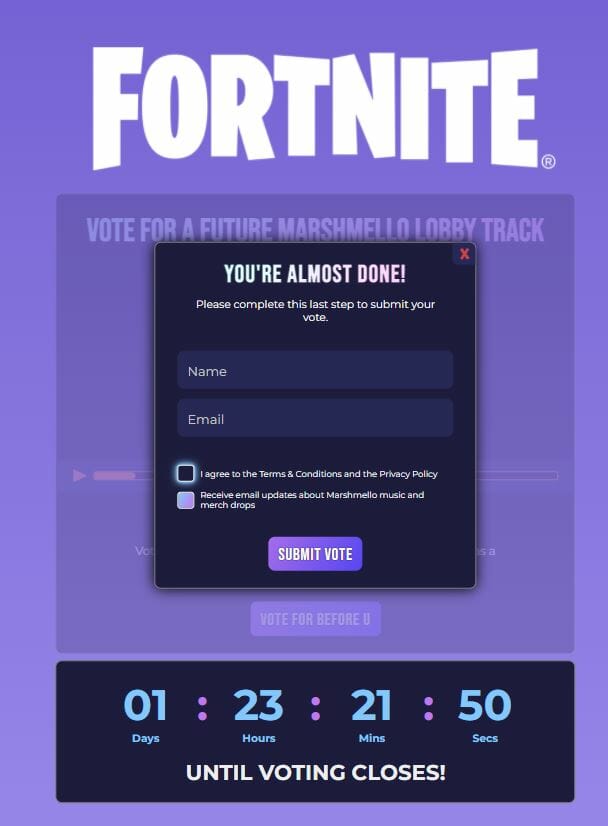Fortnite x Marshmello Voting Track