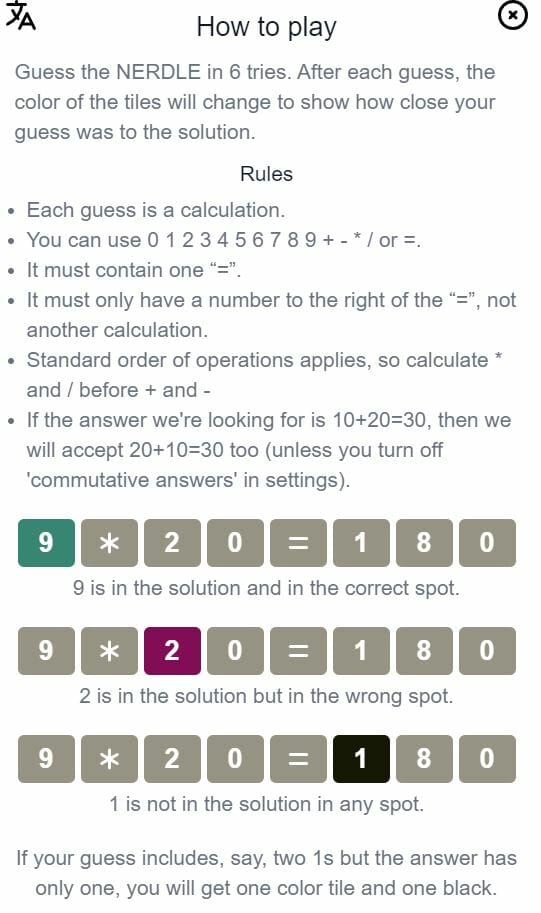 Nerdle and other daily number games from the nerdleverse