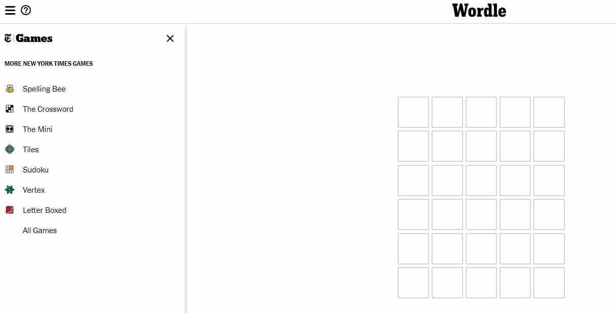 Wordle на веб-сайте New York Times