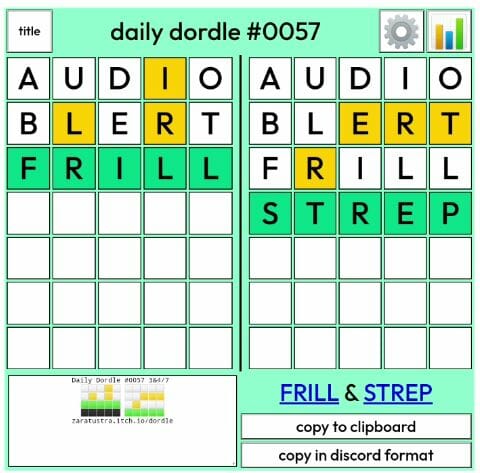 Daily Dordle 57 Answer - 22nd March 2022