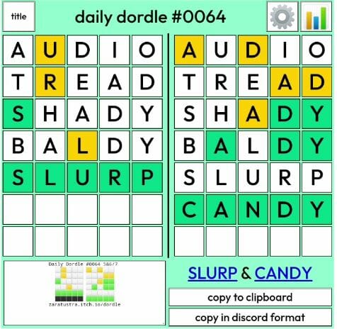 Daily Dordle 64 Answer - 29th March 2022