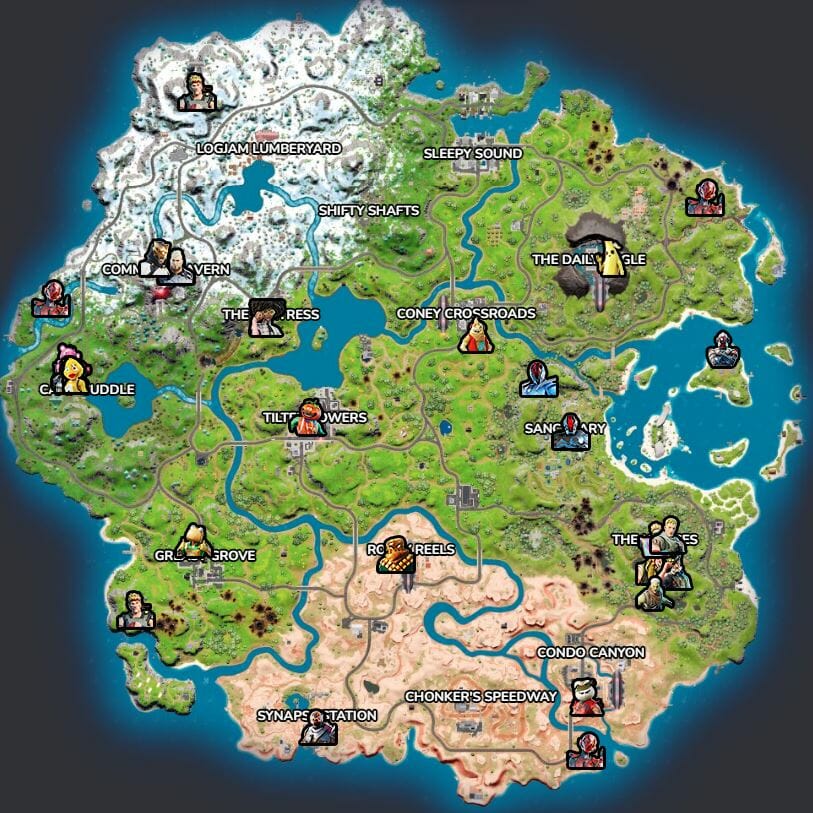 All NPC Character Locations in Fortnite Chapter 3 Season 2 Map ...