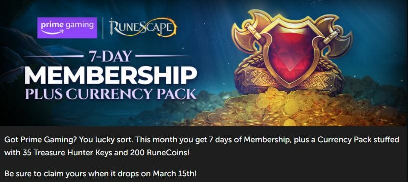 Runescape Prime Gaming March 15 2022 Rewards