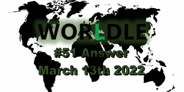 Worldle Answer 51 - March 13th 2022