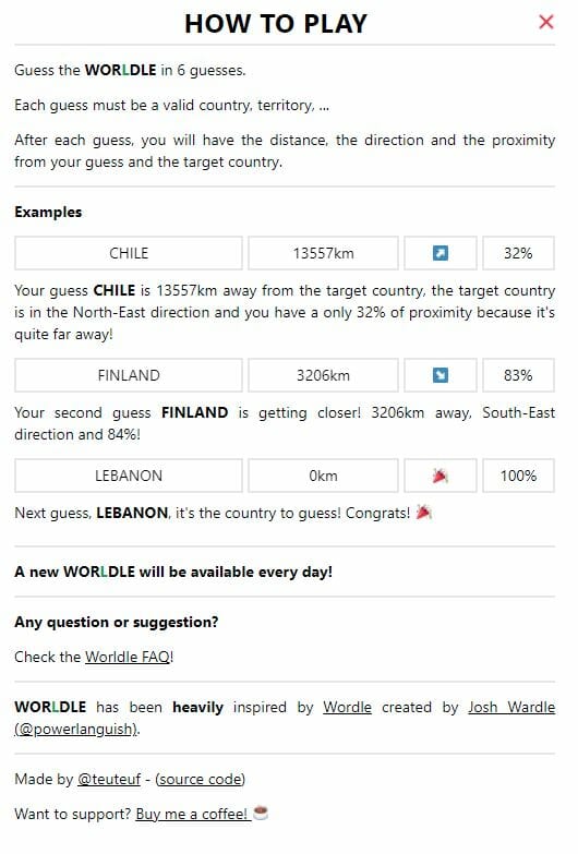 Worldle - How To Play