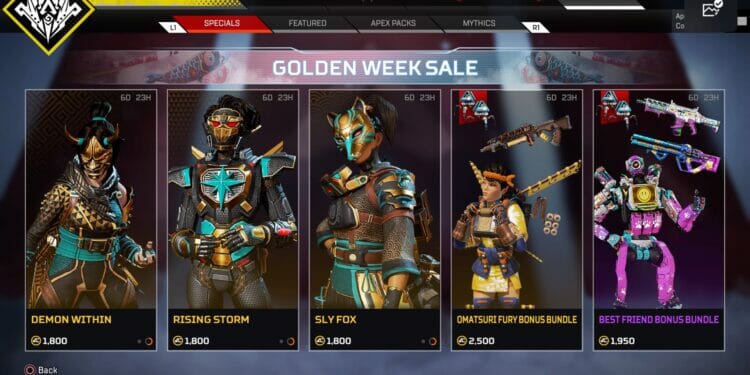 Apex Legends Golden Week Sale Bundles
