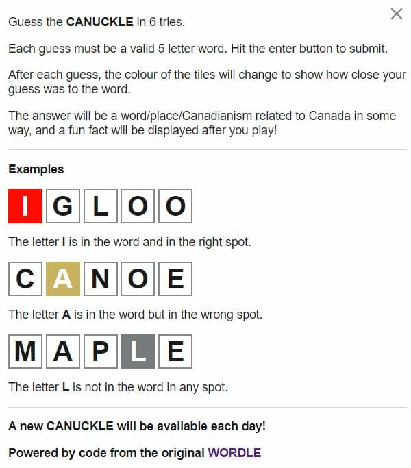 Canuckle - How To Play