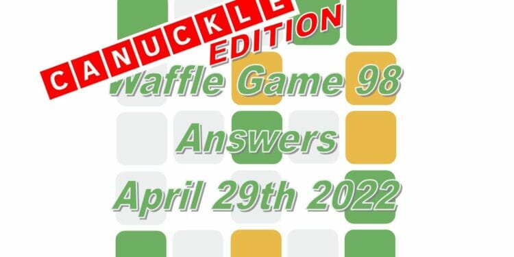 Daily Waffle Game Answer 98 - April 29th 2022