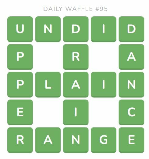 Daily Waffle Game Puzzle 95 Answer - April 26th 2022