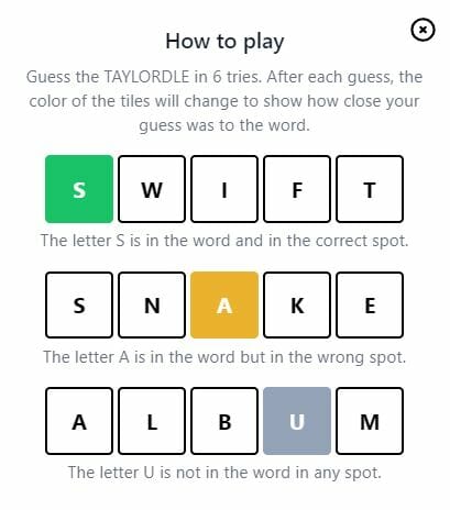 Taylordle - How To Play