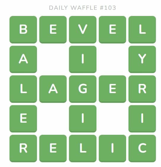 Daily Waffle Game Puzzle 103 Answer - May 4th 2022