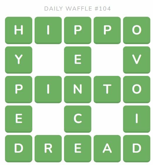 Daily Waffle Game Puzzle 104 Answer - May 5th 2022