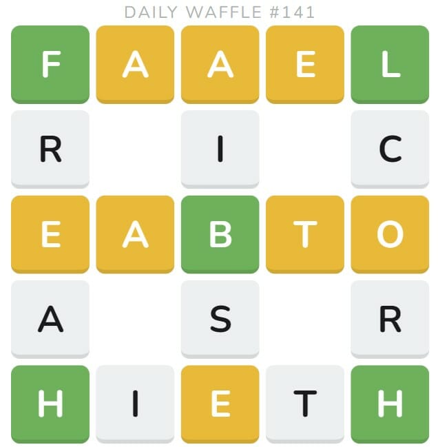 Daily Waffle Game 141 Puzzle - 11th June 2022