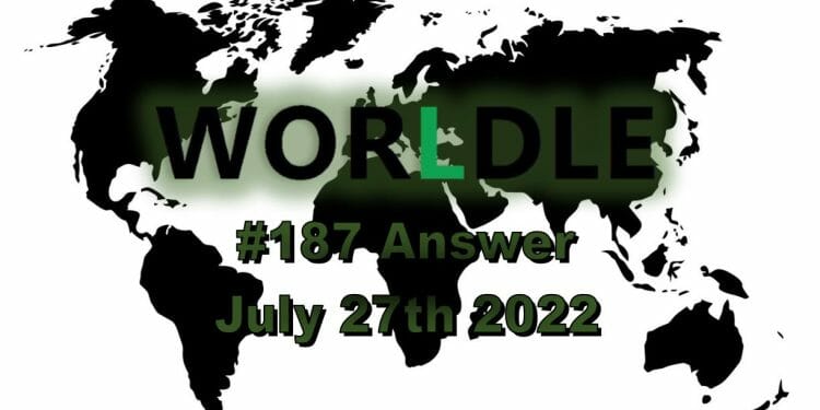 Daily Worldle 187 - July 27th 2022