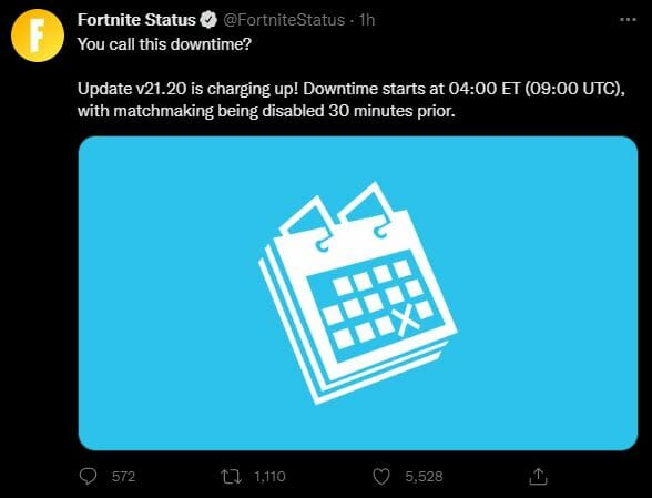 Fortnite Server Downtime 21.20 3.62 Time