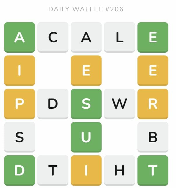 Daily Waffle Game 206 Puzzle - August 15th 2022
