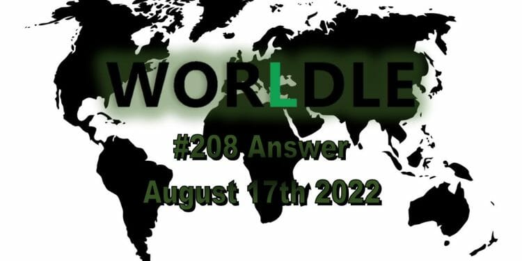 Daily Worldle 208 - August 17th 2022