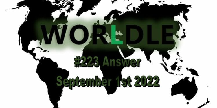 Daily Worldle 223 - September 1st 2022