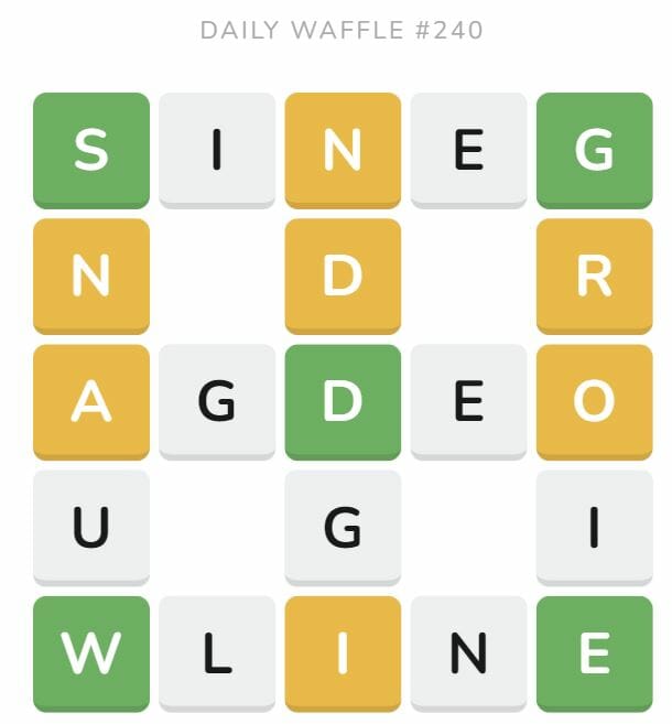 Daily Waffle Game 240 Puzzle - September 18th 2022