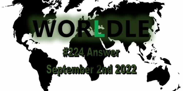 Daily Worldle 224 - September 2nd 2022
