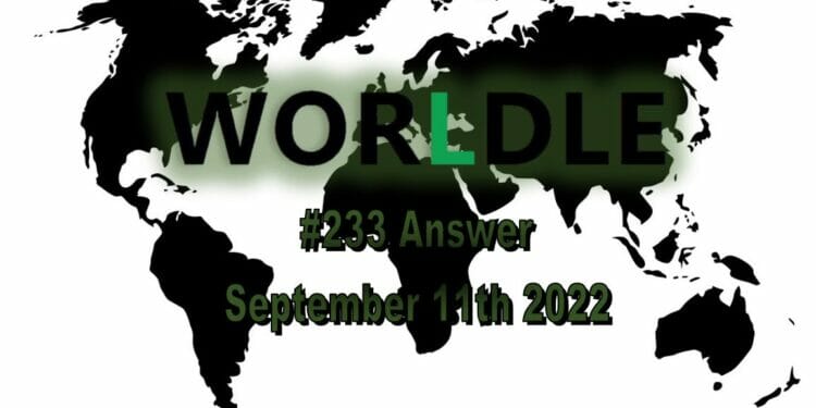 Daily Worldle 233 - September 11th 2022