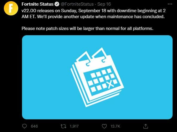 Is Fortnite Down Right Now September 18 2022