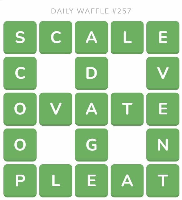 Daily Waffle Game 257 Answer - October 5th 2022