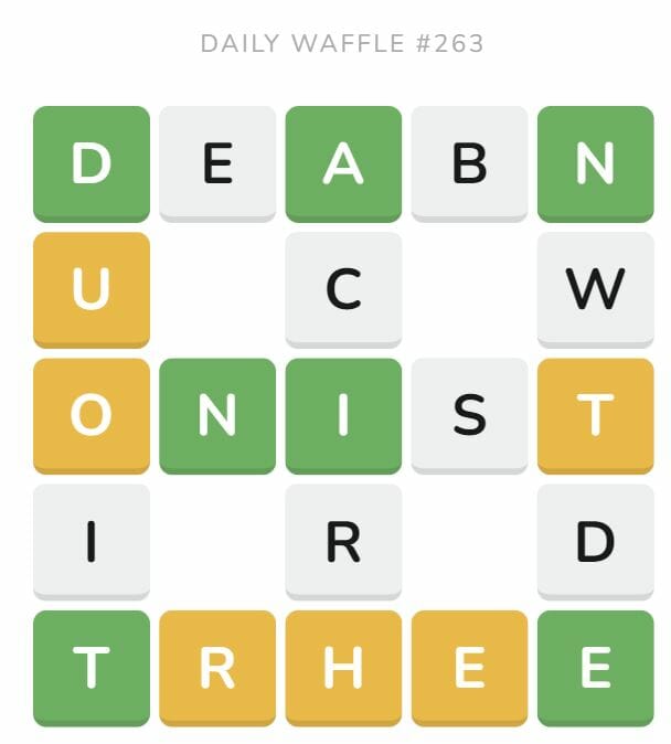 Daily Waffle Game 263 Puzzle - October 11th 2022