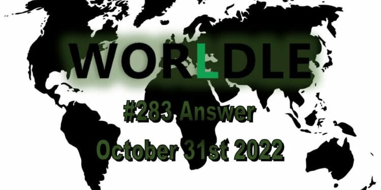 Daily Worldle 283 - October 31st 2022