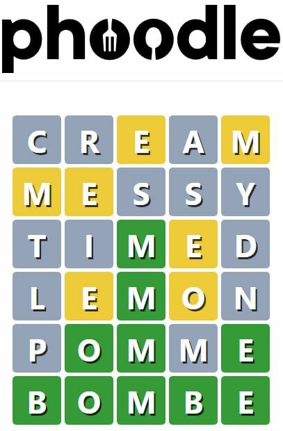 Daily Phoodle Answer 203 - 27th November 2022