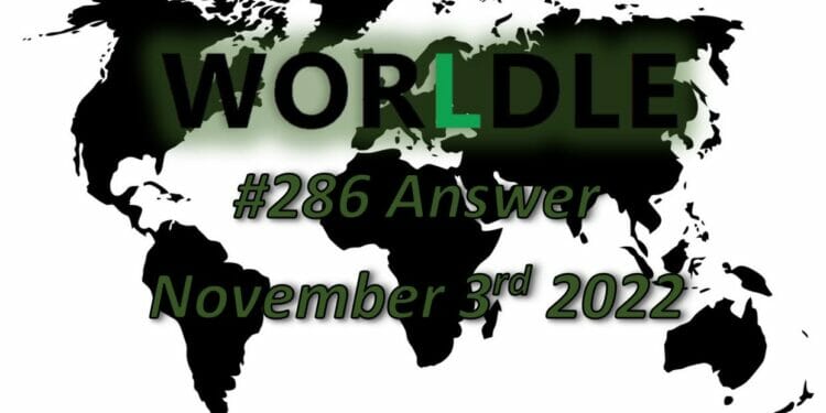 Daily Worldle 286 - November 3rd 2022