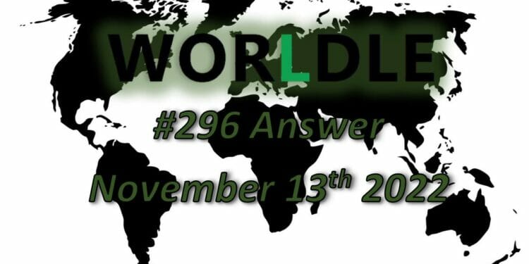 Daily Worldle 296 - November 13th 2022