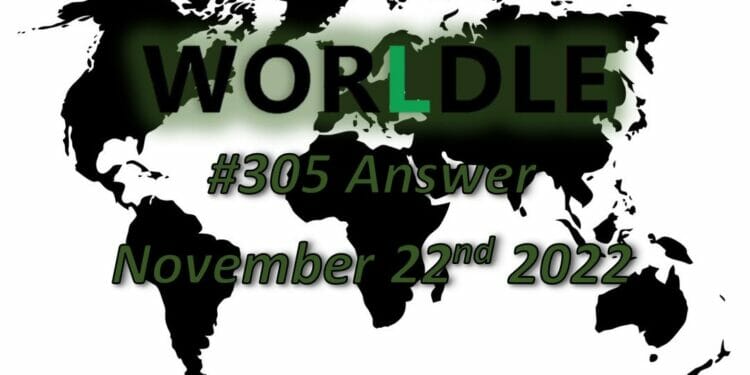 Daily Worldle 305 - November 22nd 2022
