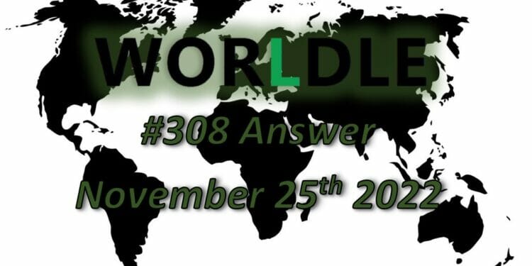 Daily Worldle 308 - November 25th 2022