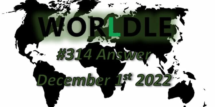 Daily Worldle 314 - December 1st 2022