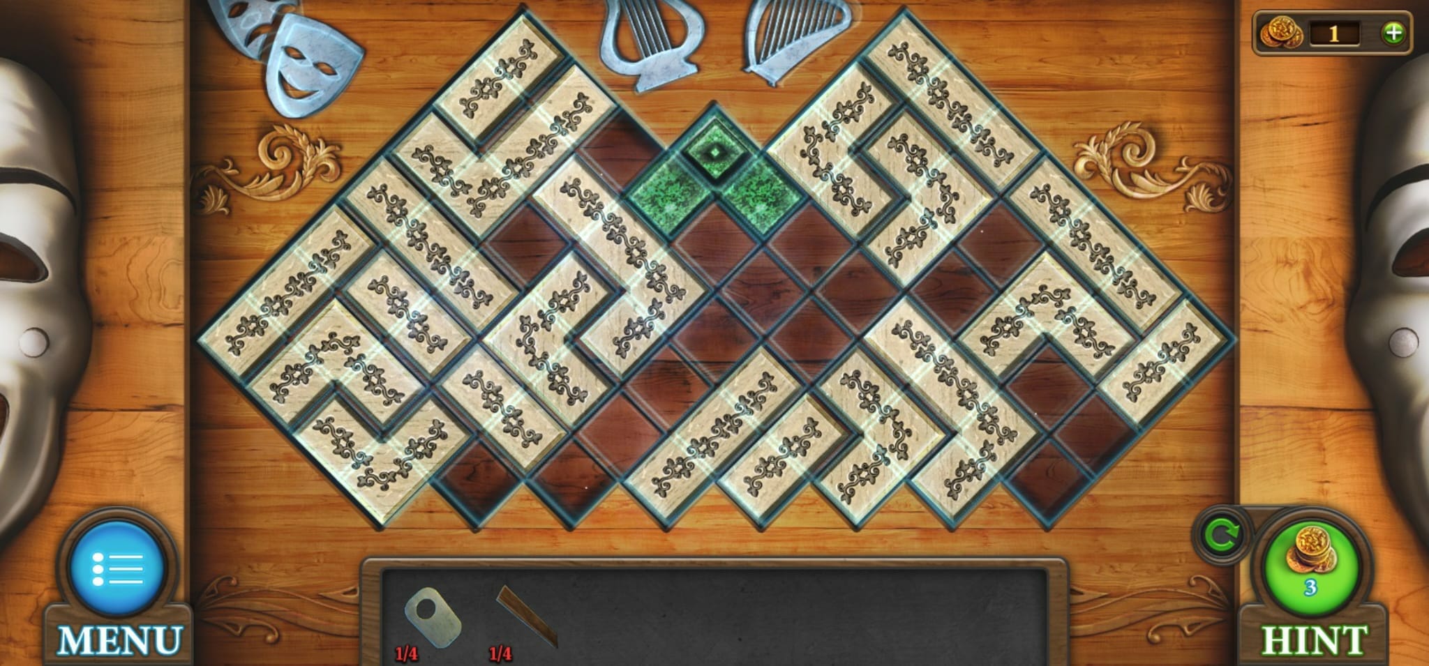 Level 8 Green Tile Puzzle Solved