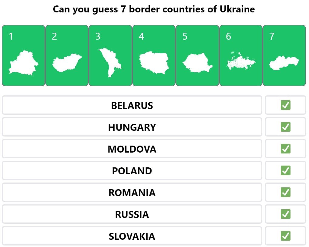Daily Worldle 376 Bonus Neighbouring Countries Answers - February 1st 2022