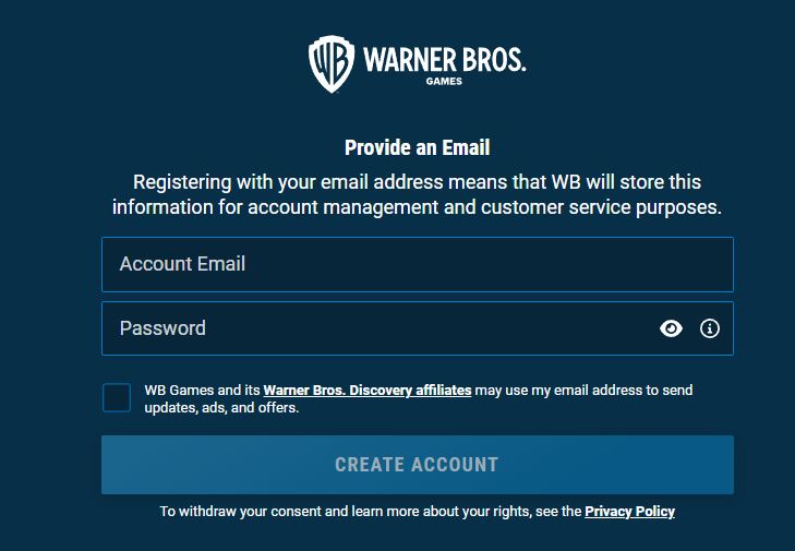 Warner Brothers Account Setup 