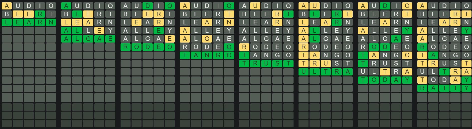 Daily Octordle Sequence 438 - April 7th 2023