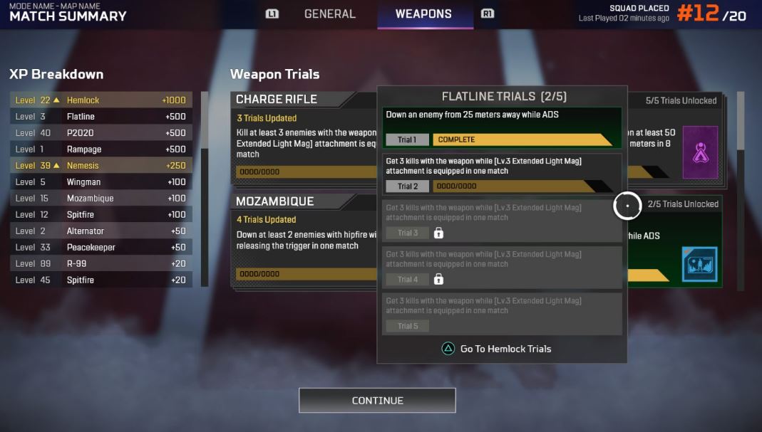 Apex Legends Weapon Mastery Progression