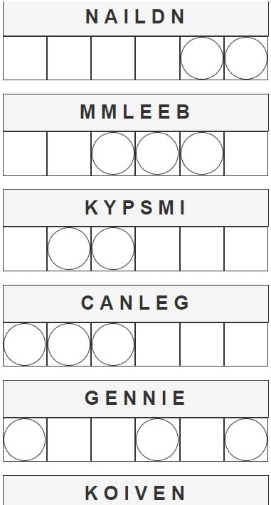 Daily Jumble Puzzle - 16th July 2023