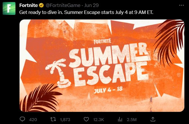 Fortnite Summer Escape Event Update