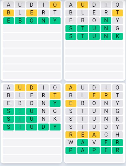 Today's Quordle Puzzle #26 Answer - February 19 2022 4 Daily Words Solution  - Fortnite Insider