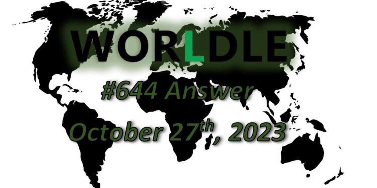 Daily Worldle 644 Answers - October 27th 2023