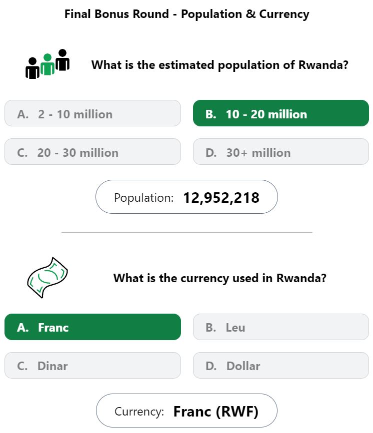 Daily Worldle 648 Bonus Currency & Population Answer - October 31st 2023