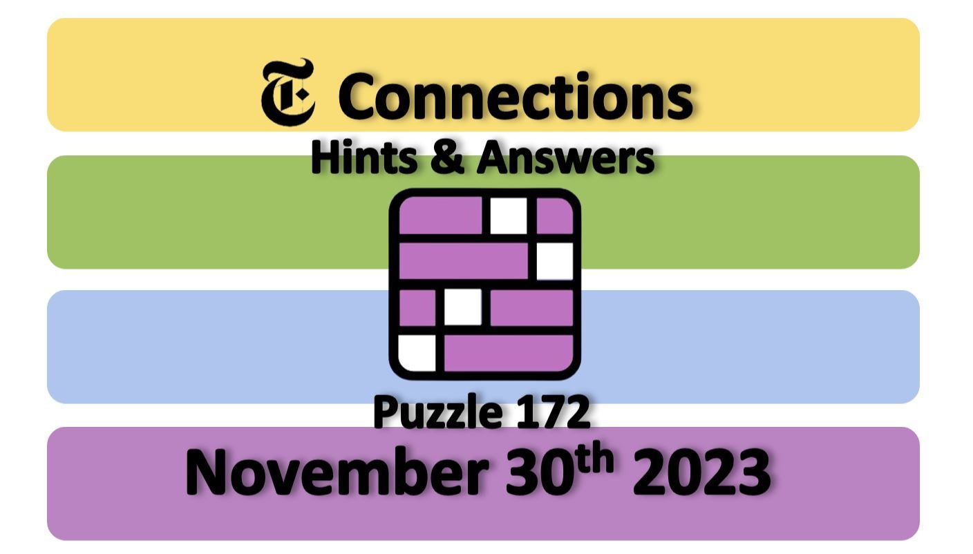 ‘NYT Connections’ Answers Today 172 November 30th, 2023 Hints and