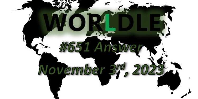 Daily Worldle 651 Answers - November 3rd 2023
