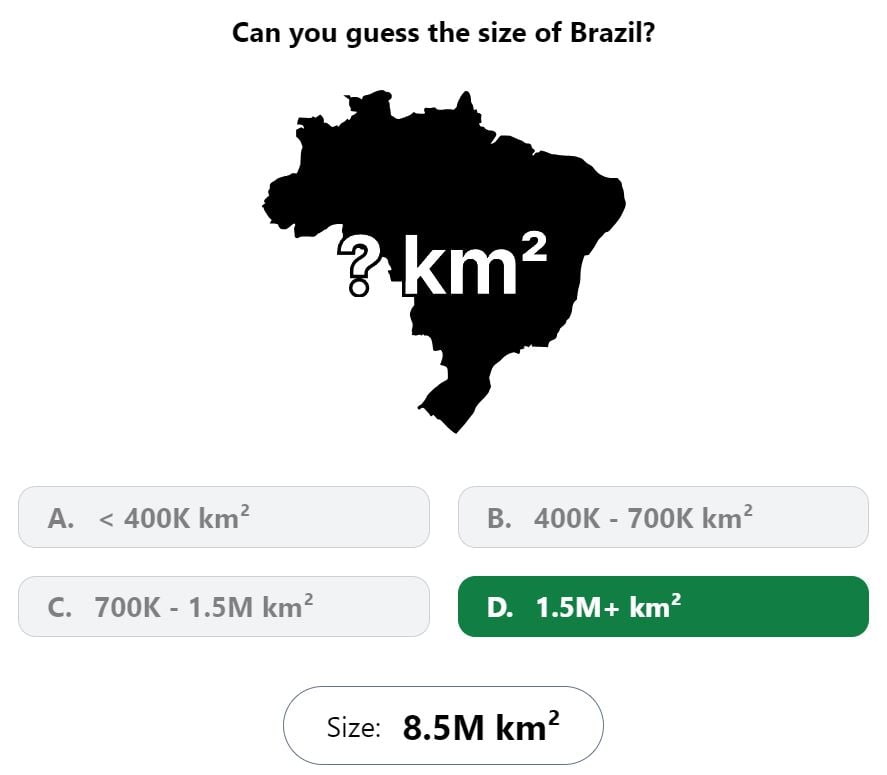 Daily Worldle 678 Bonus Size Answer - November 30th 2023