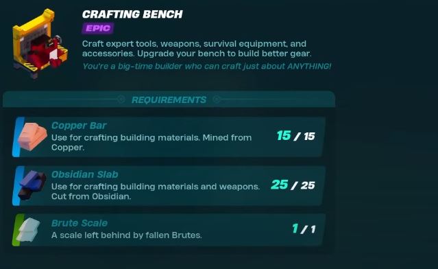 How to Upgrade Crafting Bench to Epic in LEGO Fortnite